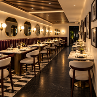 Chaise de restaurant italienne commerciale avec table en marbre pour hôtel, café, bistrot, ensemble de mobilier de restaurant
