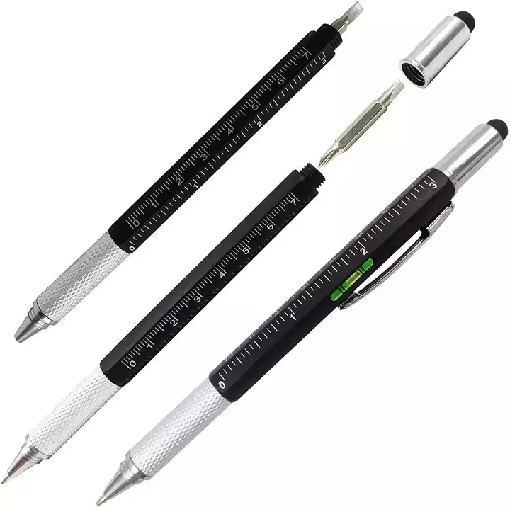 מברג שליט רמת רך מגע מסך stylus 7 ב 1 משולב כיס נייד מתכת רב כלי עט