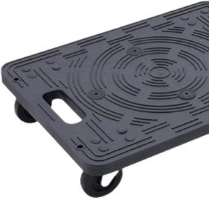 Chariot de plateforme en plastique noir à quatre roues, chariot de rangement mobile - Product Image 5