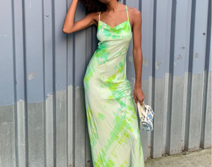 Yeni Bohemian Tie-Dye Baskılı Nefes Alabilen Bayan Yaz Partisi Modası Günlük Baskılı Uzun Dokuma Avrupa Büyük Beden (XL) Elbise - Product Image 4
