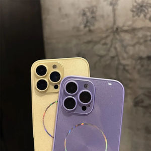 Funda de teléfono de Color sólido Bling Slim Magnetic Ring Aurora Premium para iPhone 12 13 14 15 Pro 16 Plus 17 Pro Max High Texture Cover - Product Image 6