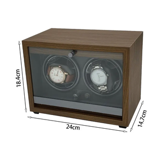 กล่องเก็บนาฬิกาแบบไขลาน2อันทำจากไม้วอลนัทสีดำแบบโบราณมีไฟ LED - Product Image 5