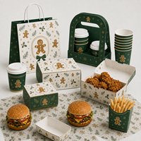 Cajas de embalaje para comida rápida navideña, cajas personalizadas impresas para hamburguesas, papas fritas y pollo para restaurantes, fábrica OEM.