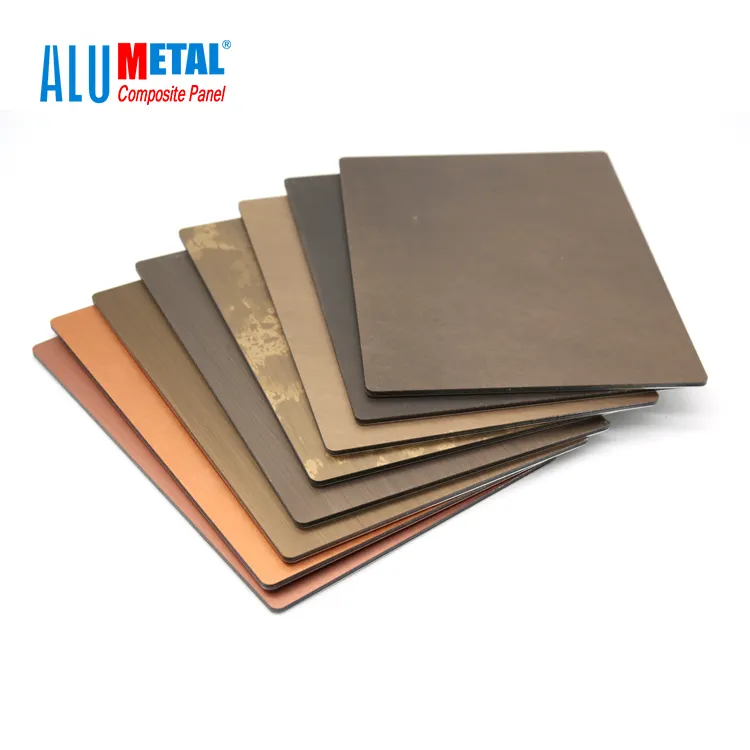 แผงอลูมิเนียมคอมโพสิตทองแดงโรสโกลด์ Alucobond Acm 3มม. 4X8แผ่นผนังพลาสติกหุ้มผนังภายนอกวิลล่า