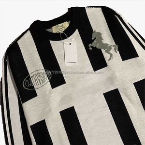 Suéter de punto cálido para mujer, estilo vintage, holgado, con estampado vertical, cuello redondo, informal y a la moda - Product Image 5