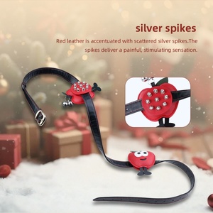 Masseur de mamelons en forme de pomme pour la veille de Noël avec pointes métalliques, soutien-gorge en cuir PU portable pour mamelons, jouet sexuel érotique BDSM pour femmes et hommes - Product Image 1