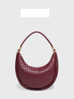 Tas Selempang Wanita Kulit Asli Rajut Model Hobo Warna Hijau Gading, Desain Custom, Bentuk Bulan Sabit, Bisa Dibawa Dengan Berbagai Cara