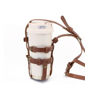 Portabotellas Ajustable de Cuero PU, Bolsa Bandolera para Tazas de Café, Funda para Viajes, Oficina y Aire Libre - Product Image 1
