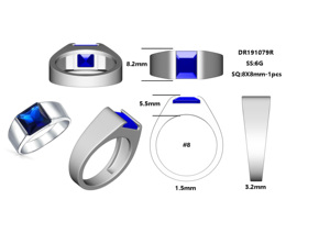 <span class=keywords><strong>Anillo</strong></span> <span class=keywords><strong>de</strong></span> boda para <span class=keywords><strong>hombre</strong></span>, Plata <span class=keywords><strong>de</strong></span> Ley 925, <span class=keywords><strong>Esmeralda</strong></span>, zafiro cortado - Product Image 3