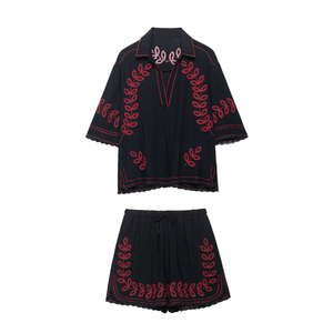 Taop & ZA 2025ฤดูร้อนใหม่เสื้อเชิ๊ตแขนสั้นย้อนยุคมีปกทรงหลวมปักสีตัดกันเสื้อ<span class=keywords><strong>ขอบ</strong></span><span class=keywords><strong>หยัก</strong></span>แขนสั้นมีรู5107071 5107072 - Product Image 6