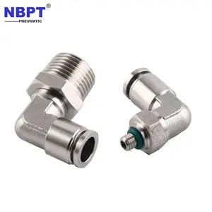 Aço inoxidável 1/4 npt 90 grau cotovelo acessórios pneumáticos empurrar rotativo acessórios de ar do compressor de ar 4mm