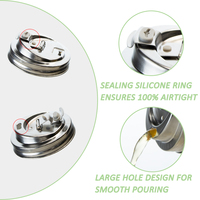 Couvercles pour bocaux Mason à large ouverture de 86 mm en acier inoxydable de qualité alimentaire, pour café, jus et boissons