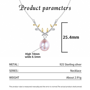 Collier en argent S925 avec perles de riz d'eau douce, pendentif triple barre CZ, bijou cadeau pour femme - Product Image 5
