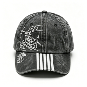 Casquette unisexe en toile personnalisée brodée, style vintage délavé et vieilli, 6 panneaux, rétro streetwear, avec logo imprimé - Product Image 4