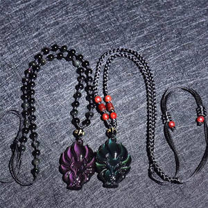 Liontin Rubah <span class=keywords><strong>Obsidian</strong></span> Warna Pelangi <span class=keywords><strong>Obsidian</strong></span> Emas Grosir dengan Rantai Manik-manik - Product Image 3