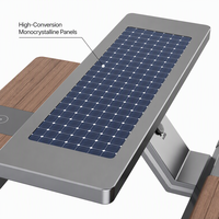 Station de recharge solaire lisible en plein soleil, table en acier durable avec routeur 4G 5G et batterie de secours pour station de transit avancée