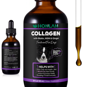 Gouttes de collagène bovin liquide pour chiens, pour une peau saine et un pelage brillant, avec biotine. - Product Image 1