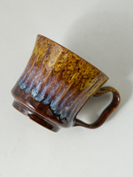 Tasse à café moderne en céramique, mug à latte en porcelaine à cannelures verticales et glaçure réactive, design artistique créatif, logo personnalisé, en stock
