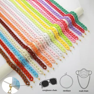 Lente Chunky Acryl Hars Ketting Glazen Band Candy Kleur Zonnebril Lanyard Hanger Dames Accessoires Lezen Gemaskerde Chain