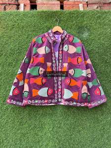 Veste pour femme en coton 100% respirant, réversible, tissée à la main, matelassée, pour l'automne et l'hiver - Product Image 2