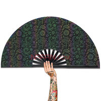 Éventail à main pliable en bambou holographique, en Stock, magique, Paisley irisé, avec sac de ventilateur, accessoires de fête pour Festivals Rave