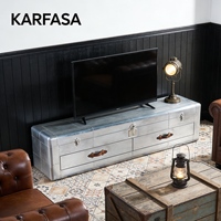 Meuble TV Banc de chevet Meubles de salon 3 tiroirs 5+ compartiments Style rétro américain Console multimédia Cadre en bois OEM/ODM