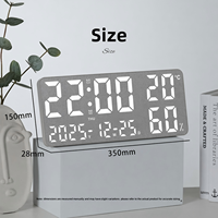 Jam Dinding Digital LED Layar Besar 15-Inci Dekorasi Rumah Kreatif Jam Alarm Senyap dengan Tampilan Suhu dan Kelembapan OEM ODM