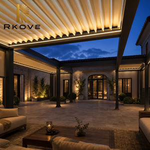 Pérgola Arquitectónica en Forma de U Personalizada con Pantallas Dobles ZIP para Cerramiento de Patio de Villa de Lujo - Product Image 3