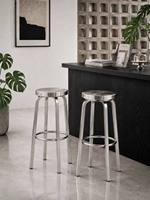 Tabouret de bar pivotant et réglable en hauteur en acier inoxydable, style moderne et minimaliste, pour café, bar, comptoir de salon de thé et bar de luxe