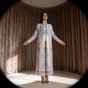 Abaya élégante en polyester plissé imprimé de luxe pour femmes musulmanes, robe sur mesure, fournisseur en gros, nouveau design - Product Image 4