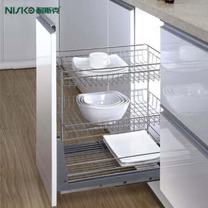Organizadores de Gabinetes de <span class=keywords><strong>Cocina</strong></span> y Despensa NISKO, Cesta de Alambre <span class=keywords><strong>Extraíble</strong></span> de 2 Niveles - Product Image 3