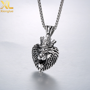 High Quality Hips Hop Classic Stainless Steel Titanium <b>Crown</b> <b>King</b> Charm Pendant Head Necklace for Men Jewelry - Product Image 2
