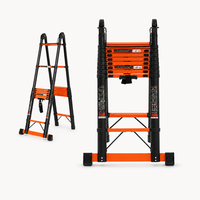 Échelle télescopique multifonction en acier au carbone, échelle en A, fabrication directe usine, personnalisation OEM (couleur, logo, emballage) pour les acheteurs en gros