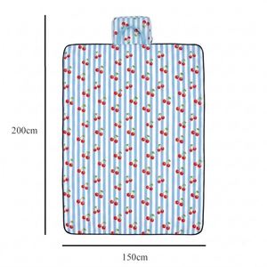 Waterproof Picnic Storage <b>Foldable</b>, Quilted Custom Print <b>Beach</b> Mat Outdoor Family Blanket With Carry Handle - Product Image 3