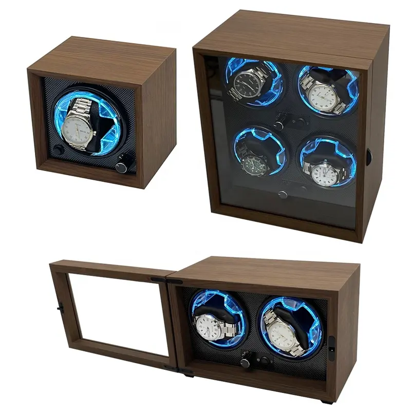 Hot Luxury Wooden Safe Silent Rotate Uhrengehäuse Automatische Orbit Winder Box