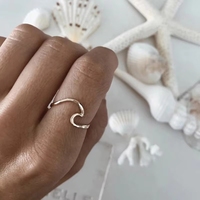 Anillo Bohemio de Acero Inoxidable para Mujer, Chapado en Oro de 14k, con Elegante Forma de Ola