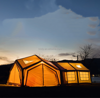 Grande tente gonflable à double couche, imperméable, quatre saisons, avec trois chambres pour le camping familial en plein air