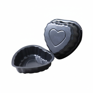 Ensemble de 2 moules à gâteau en plastique écologiques en forme de mini-cœur, outil de cuisson de haute qualité pour desserts et stockage, forme de vague étoilée - Product Image 2