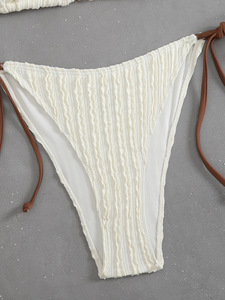 Solid Color Three-Point <b>Bikini</b> Strap-On Women'S Swimsuit <b>Set</b> Women <b>Sexy</b> Hanging Neck Thong <b>Bikini</b> <b>Set</b> - Product Image 2