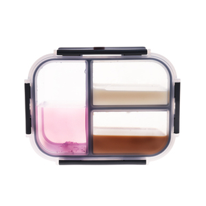 Bán Hot Hình Chữ Nhật Glass Bữa Ăn <span class=keywords><strong>Prep</strong></span> Container 3 Ngăn Thực Phẩm - Product Image 1