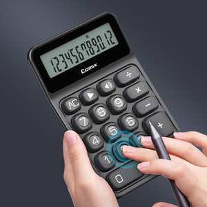 Calculatrice vocale Comix X3, 12 chiffres, grand écran, alimentée par batterie, plastique noir - Product Image 4