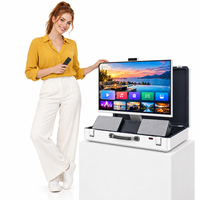 Hub de divertissement portable 27 pouces, écran tactile Android 14, Wi-Fi Bluetooth, étui de voyage pour divertissement, Google Play Store