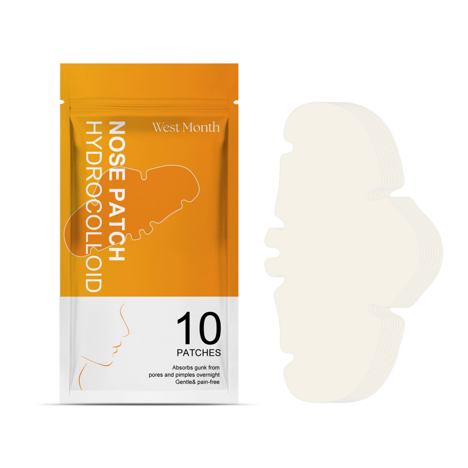 West Month Wholesale Marque privée Patch nasal hydrocolloïde Bandes hydrocolloïdes pour les points noirs Bande de pores du nez pour les problèmes de peau du nez