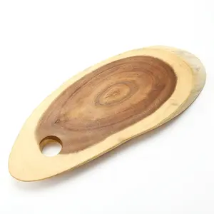 Acacia Tree Bark Footed Server for Cheese