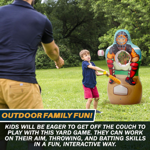 Juguete Inflable de Doble Cara para Lanzar Pelotas de Béisbol y Fútbol Americano, 5 Pies, con Bate Inflable Suave, Juegos Divertidos para el Patio Trasero y Fiestas - Product Image 4