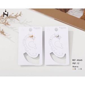 Orecchini a clip singoli con ali, tono oro e argento, per donna, gioielli alla moda - Product Image 1