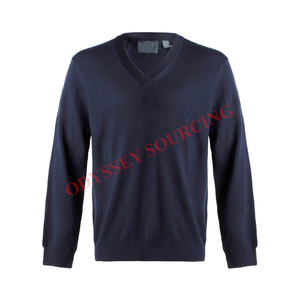Cómodo suéter de algodón 100% con cuello en V para hombres con diseño elegante Jersey de invierno de punto suave antibolitas y antiarrugas - Product Image 4