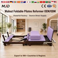 Machine de Pilates Reformer en Noyer de Qualité Commerciale, Pliable pour un Gain de Place, Idéale pour Studio de Yoga, Lit Professionnel en Bois Certifié CE
