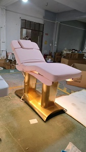 Modern Pink Leather Gold Base 4 Motors <b>Electric</b> Cosmetic Therapy Salon Bed Luxury Reclining Beauty Shop Massage <b>Table</b> with Stool - Product Image 5