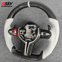 Volant en cuir blanc et fibre de carbone pour BMW F10 F20 M3 X1 X5 X6 X4 F30 F32 F33 F34 F35 X3 F25 F36 F80 F2 F22 F23 E90